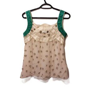 Vintage Tsumori Chisato Silk Top – Whimsigoth Skull Print, Made in Japan, Size 4